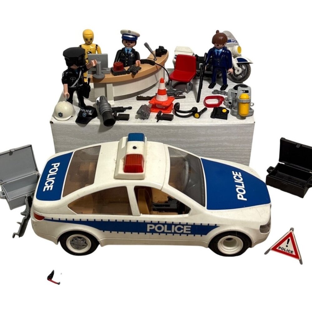 Playmobil Police Station Large Lot With Figures Car Motorcycle & Accessories